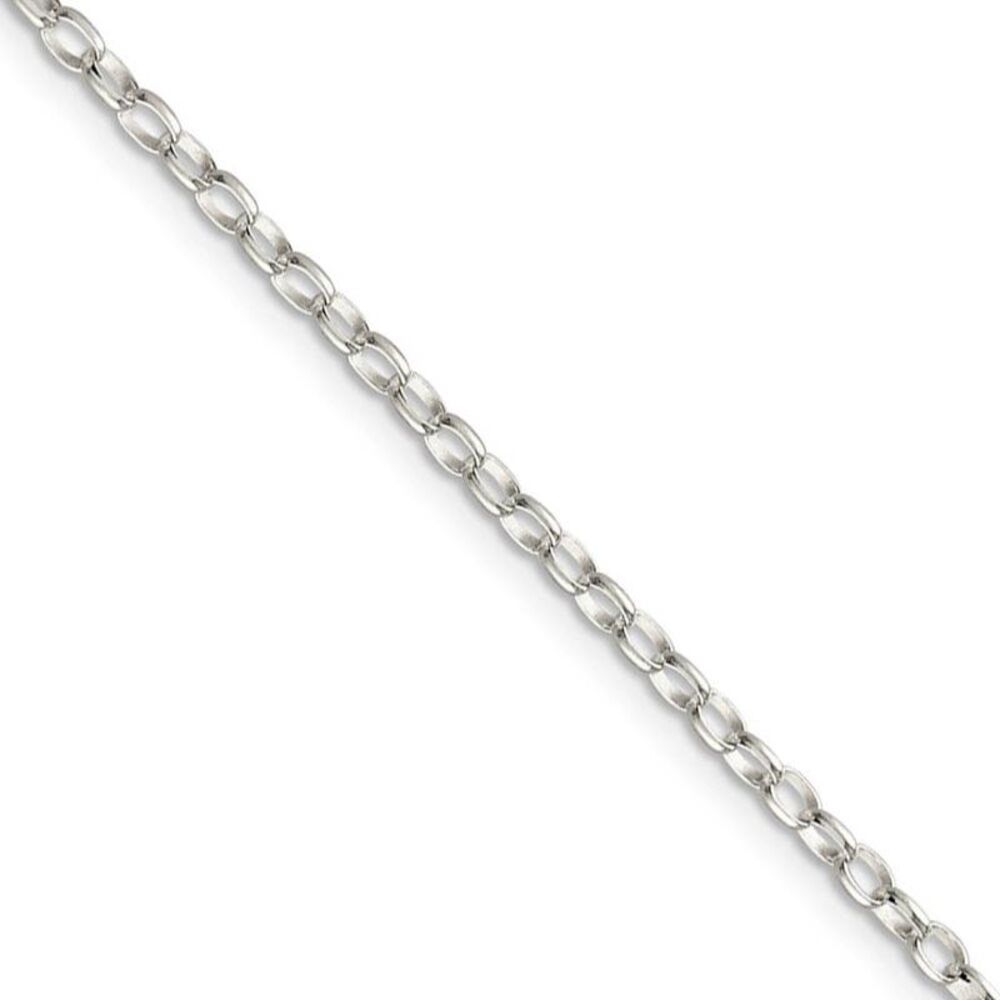 2.5mm Sterling Silver Solid Oval Rolo Chain Anklet, 9 Inch